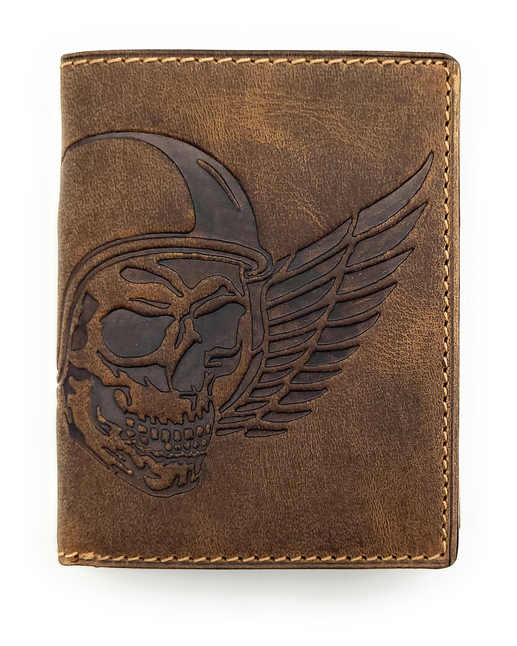 Jockey Club Biker Leder Geldbörse massive Fahrrad-Kette Portemonnaie Totenkopf mit RFID Schutz