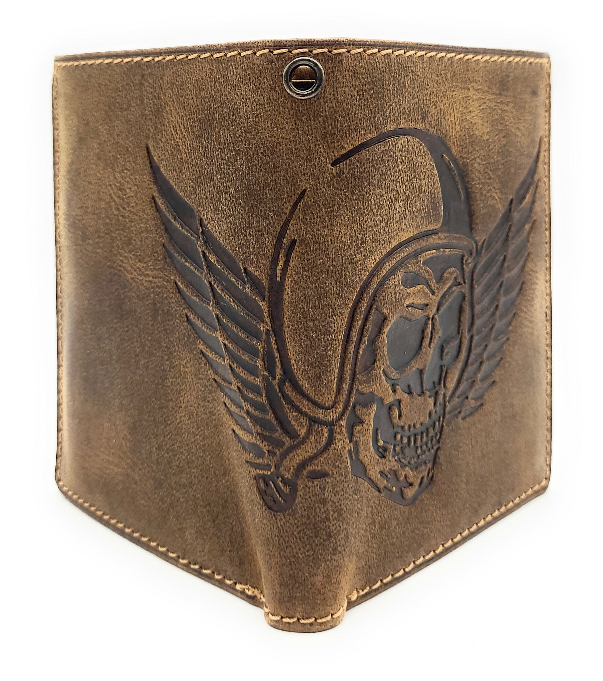 Jockey Club Biker Leder Geldbörse massive Fahrrad-Kette Portemonnaie Totenkopf mit RFID Schutz