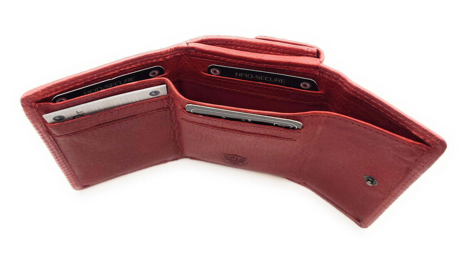 Jockey Club kleine kompakte echt Leder Geldbörse Wendebörse mit RFID Schutz rot