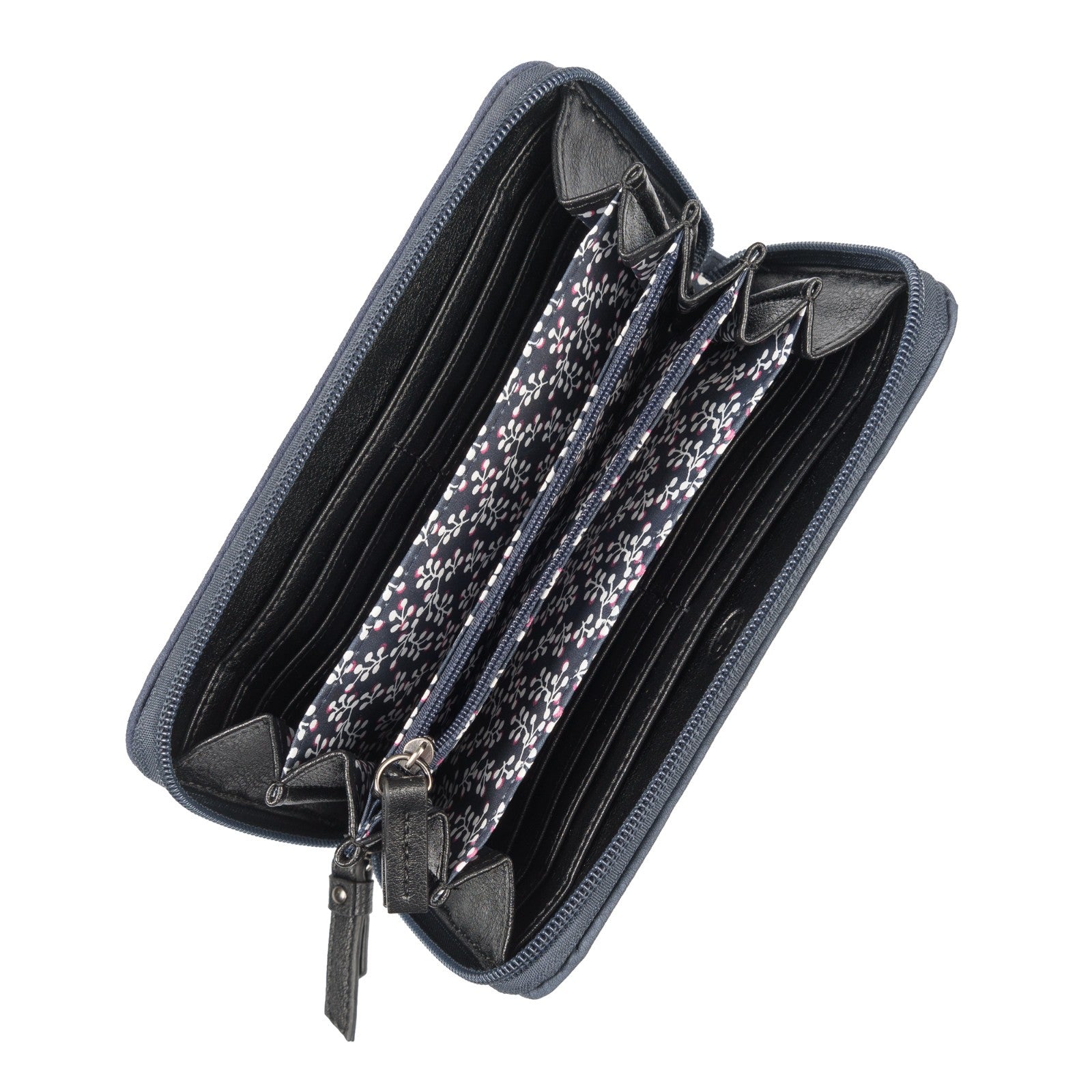 Tom Tailor Damen Geldbörse Elin – Long Zip Wallet mit 12 Kartenfächern, florales Innenfutter – 20x2,5x10,5 cm – UVP 45,99 € blau
