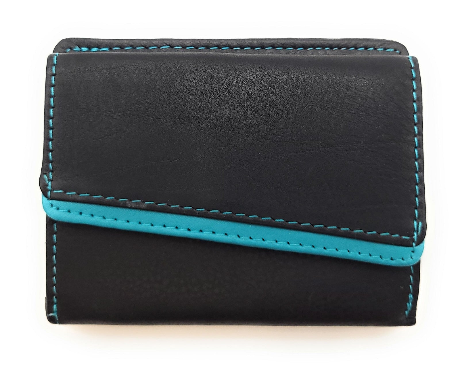 Jockey Club Mini Geldbörse aus Rindleder – Bicolor Lederbörse mit Kontrastnaht, Kartenfächern, Münzfach mit Chipfach, weich & kompakt, 80x95mm