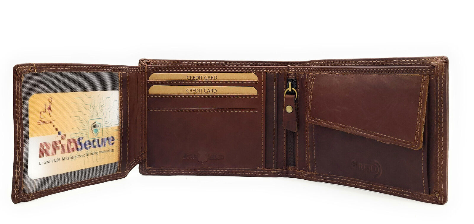 Jockey Club Basic echt Leder Geldbörse Portemonnaie Geldbeutel RFID Schutz braun