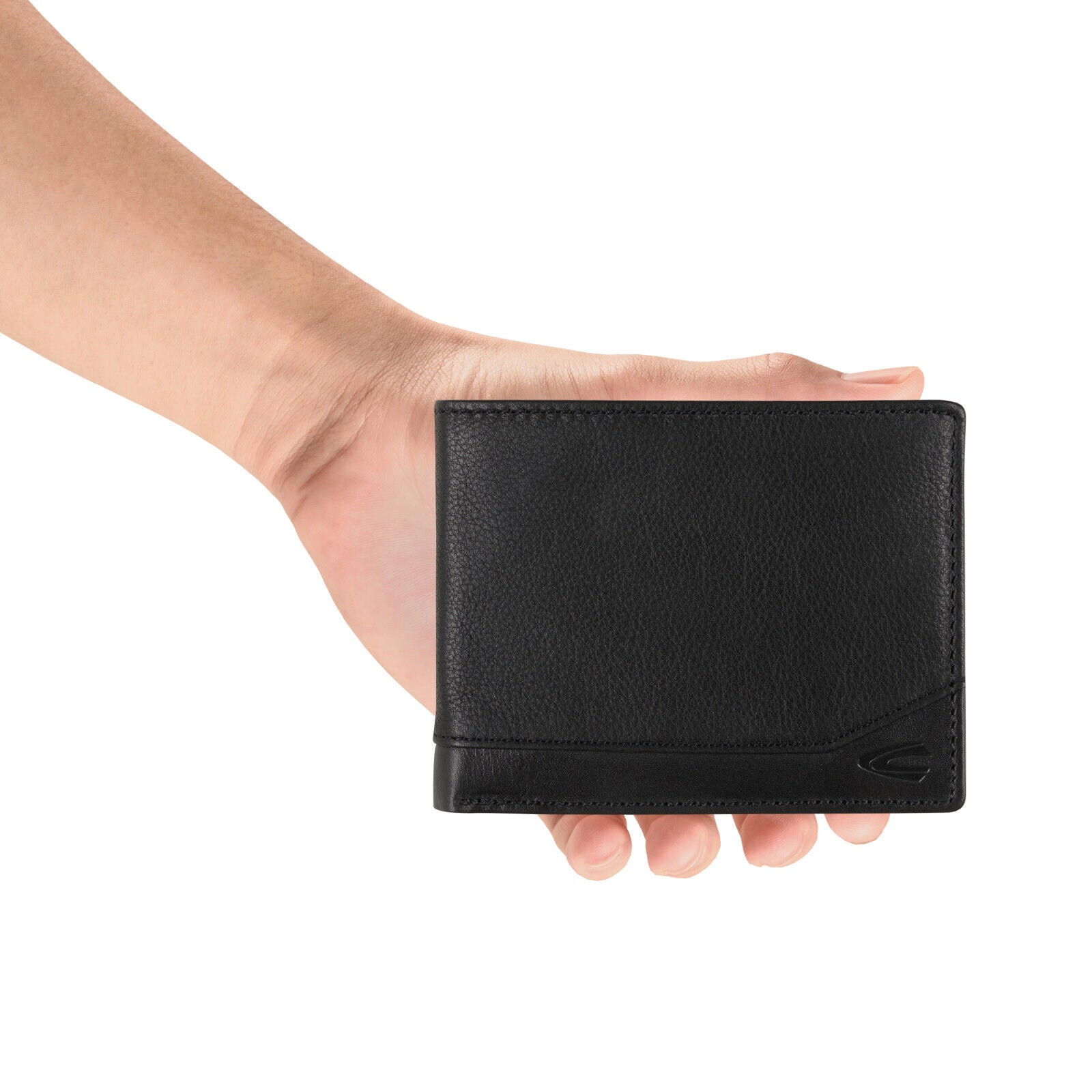camel active Leder Geldbörse STONE – RFID-Schutz, viel Stauraum, edles Rindleder schwarz