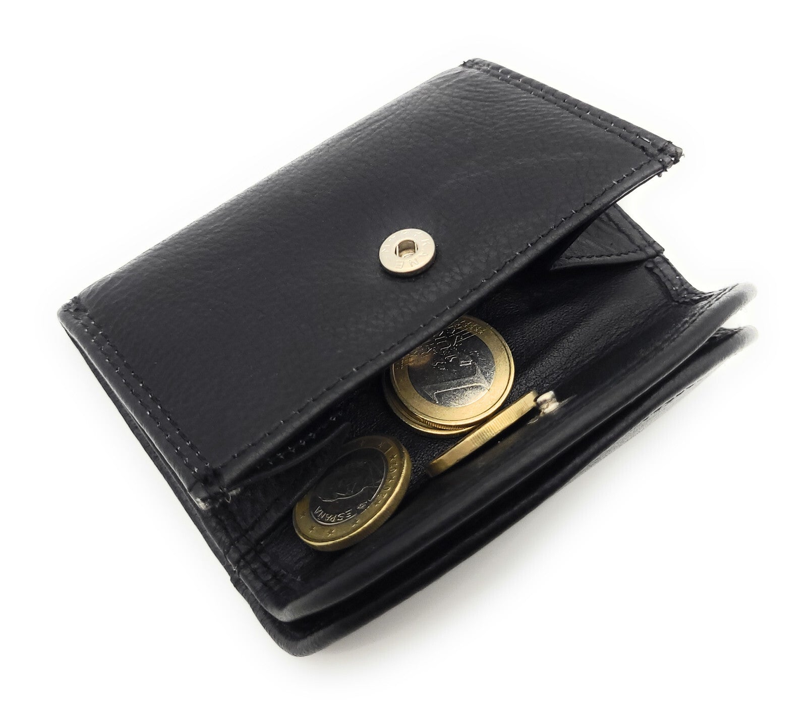 Lemasi echt Leder Mini Geldbörse Portemonnaie Wickelbörse Urlaubsbörse schwarz