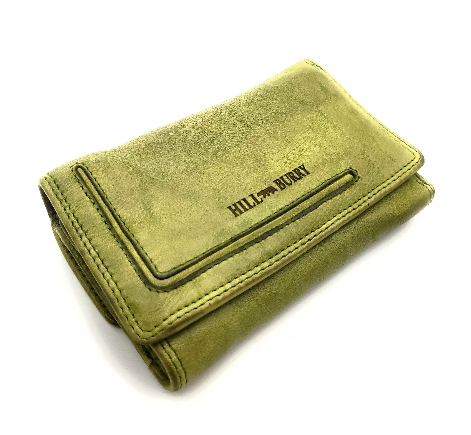 Hill Burry echt Leder Damen Geldbörse Portemonnaie mit RFID Schutz gewaschenes Rindleder hellgrün