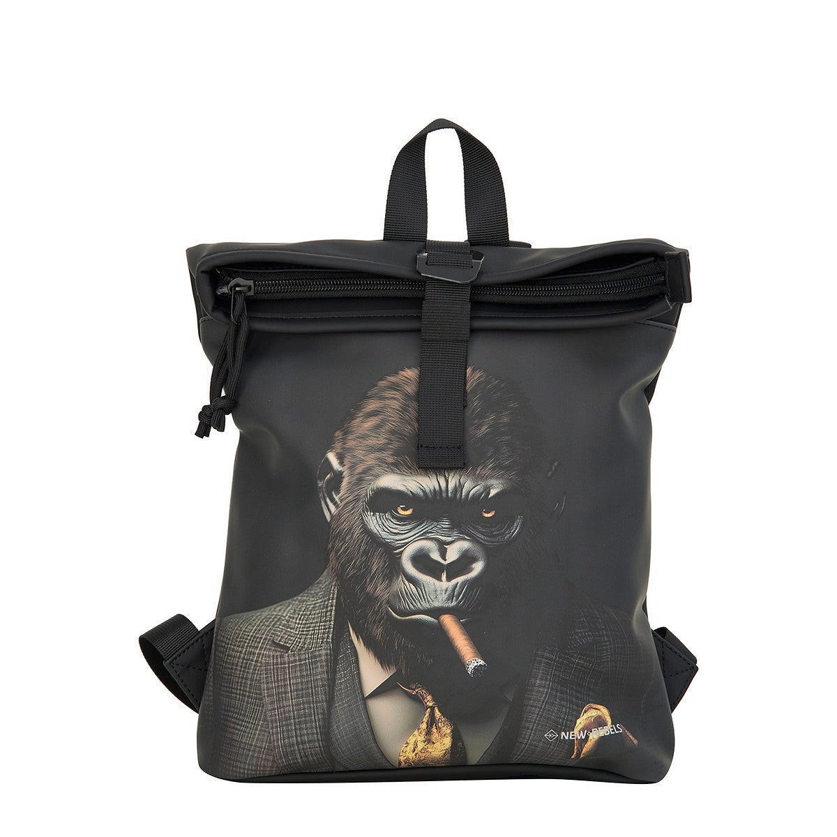 New Rebels Rolltop Cityrucksack Los Angeles – Stylischer Rolltop Rucksack mit Gorilla-Design, Wasserabweisend & Praktisch