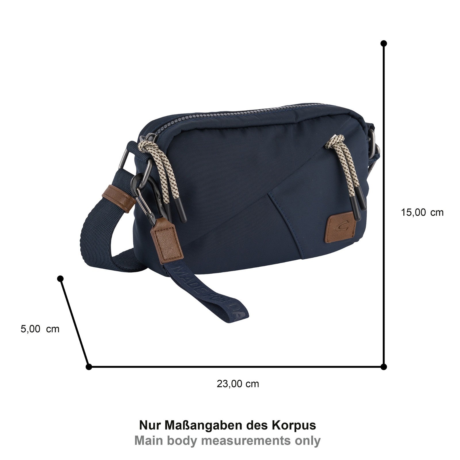 camel active Aurum Camera Bag Umhängetasche recyceltes Nylon 23cm, abwaschbar, Schulterriemen, blau
