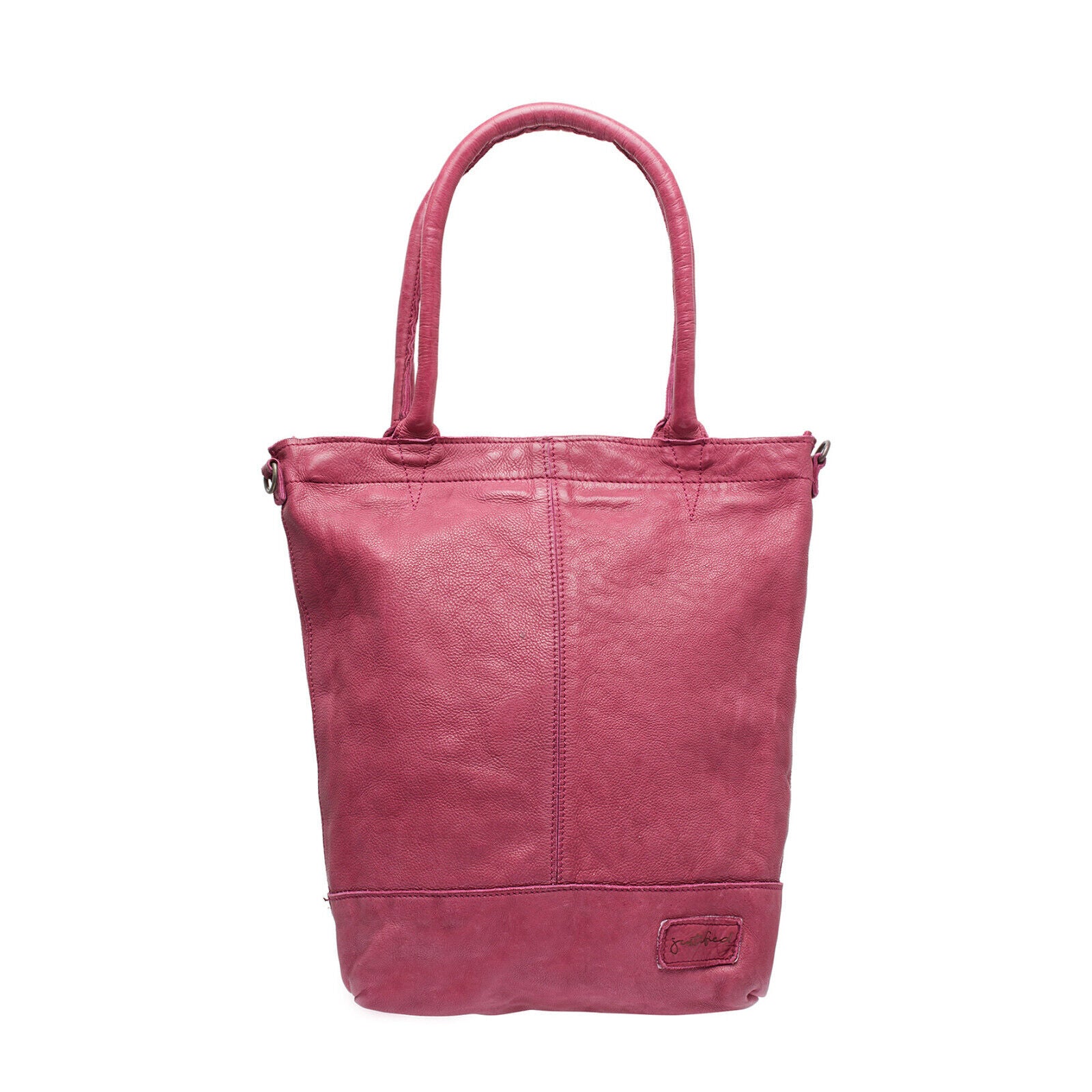 echt Leder Damen Shopper Handtasche Lederhenkel und abnehmbarer Schultergurt Amber fuchsia