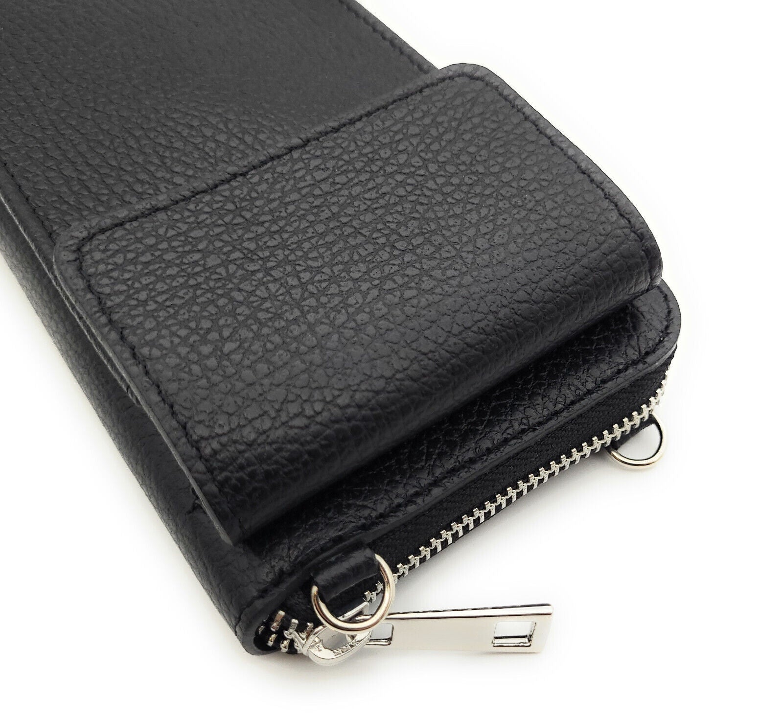 echt Leder Handytasche Smartphonetasche Geldbörse Umhängetasche made in Italy schwarz