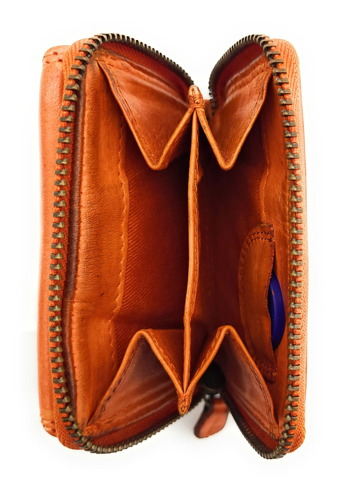 Hill Burry Damen Mini echt Leder Geldbörse Portemonnaie RFID Schutz Waschleder orange