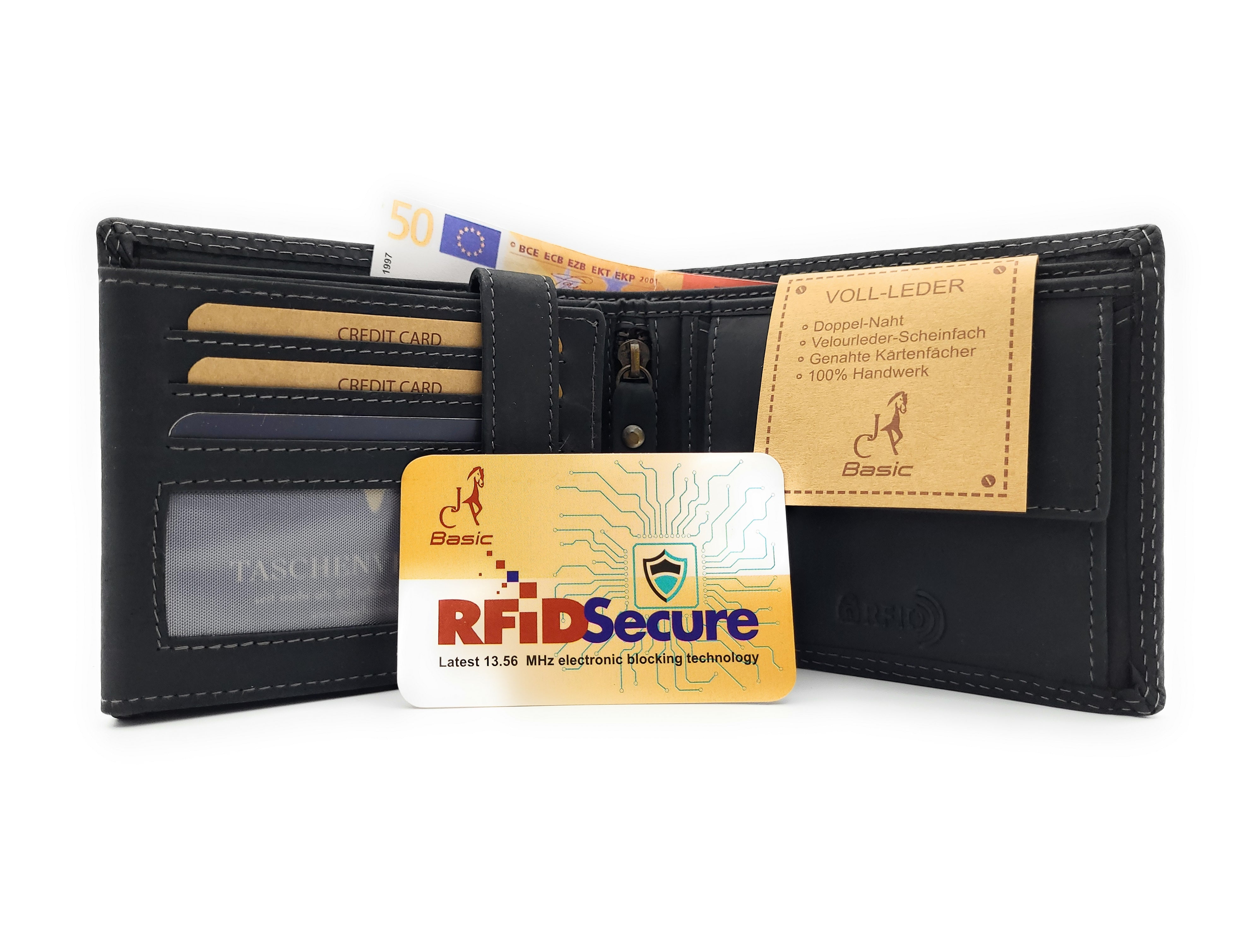 Jockey Club Basic echt Leder Geldbörse Portemonnaie Totenkopf Skull mit RFID NFC Schutz