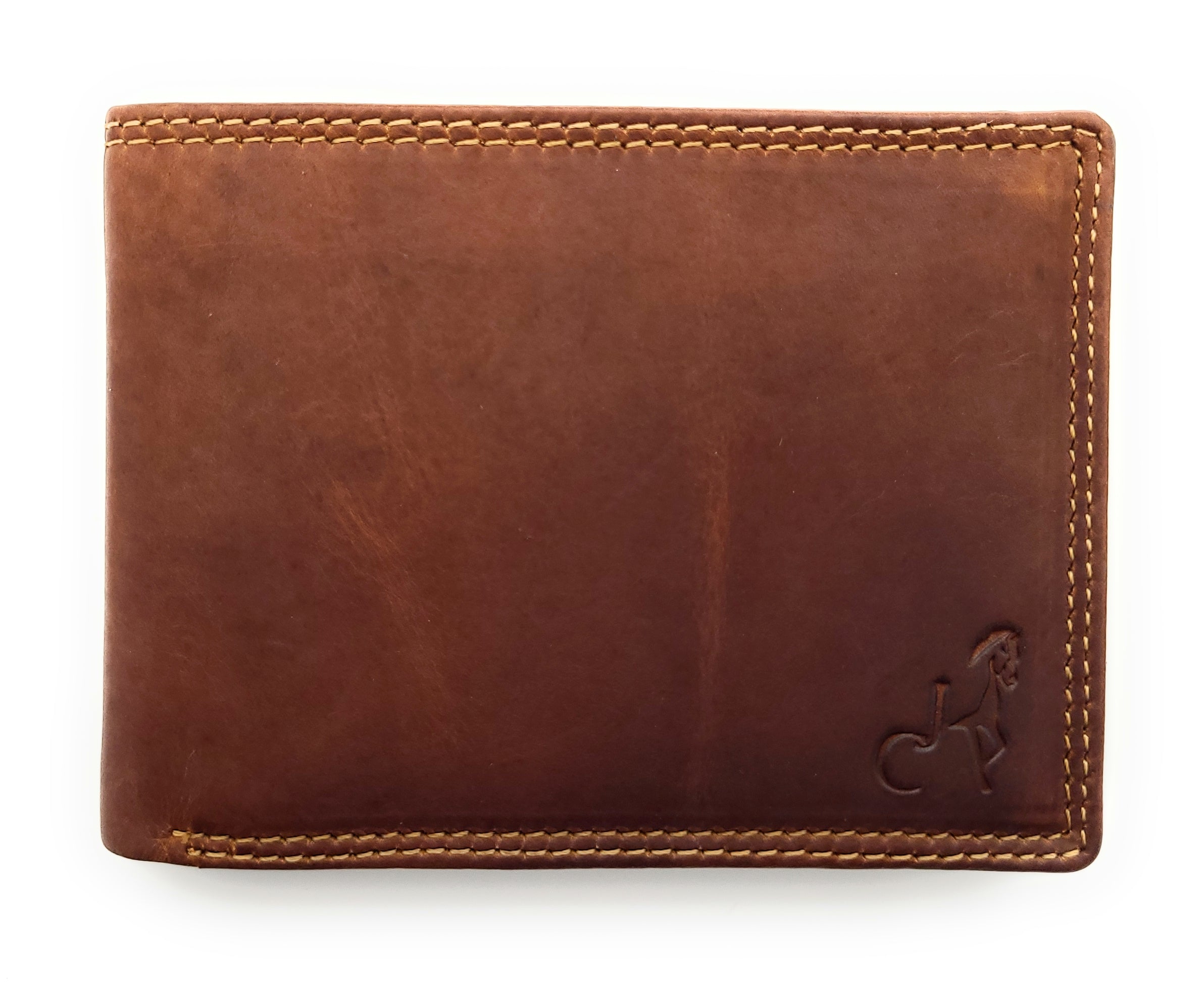 Buffel Leder Geldbörse mit RFID-Schutz in antik Braun – Vorderseite