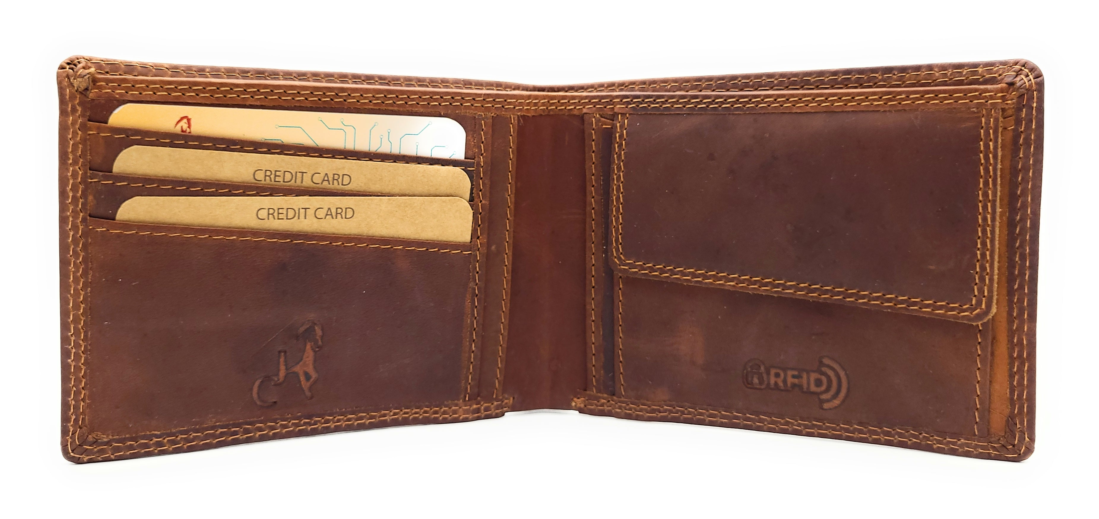 Echtleder Geldbeutel Buffel – antikes Design mit Münzfach und Kartenfächern