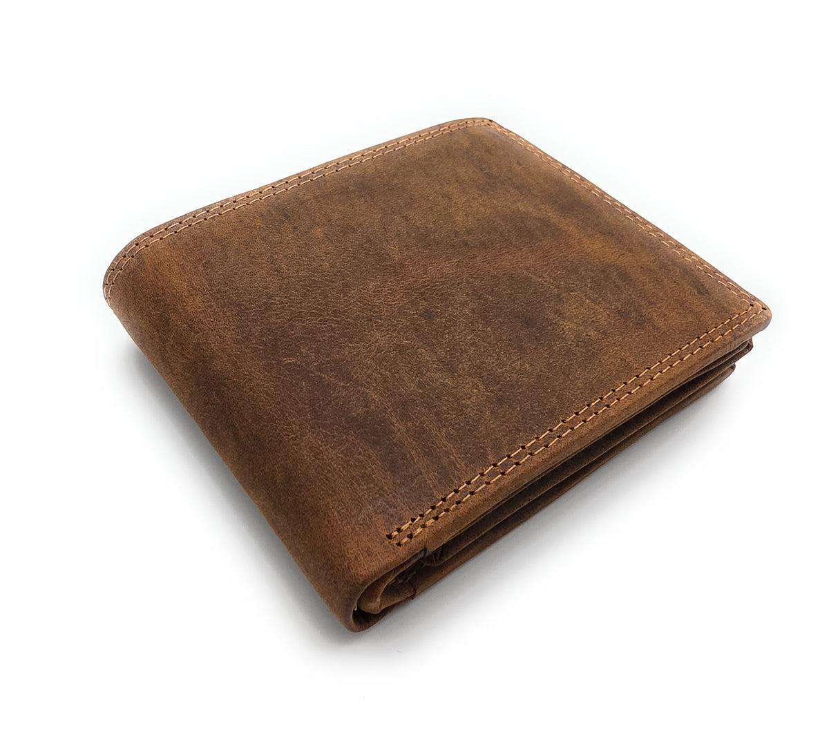 Lemasi robustes Hunterleder Portemonnaie Geldbörse RFID Blocker 16 Fächer Unisex braun