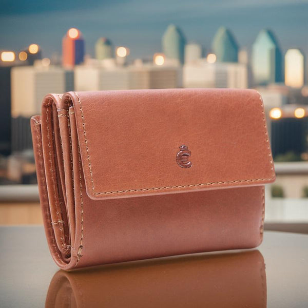 Esquire kleine echt Leder Geldbörse Portemonnaie mit RFID Schutz "Dallas" braun