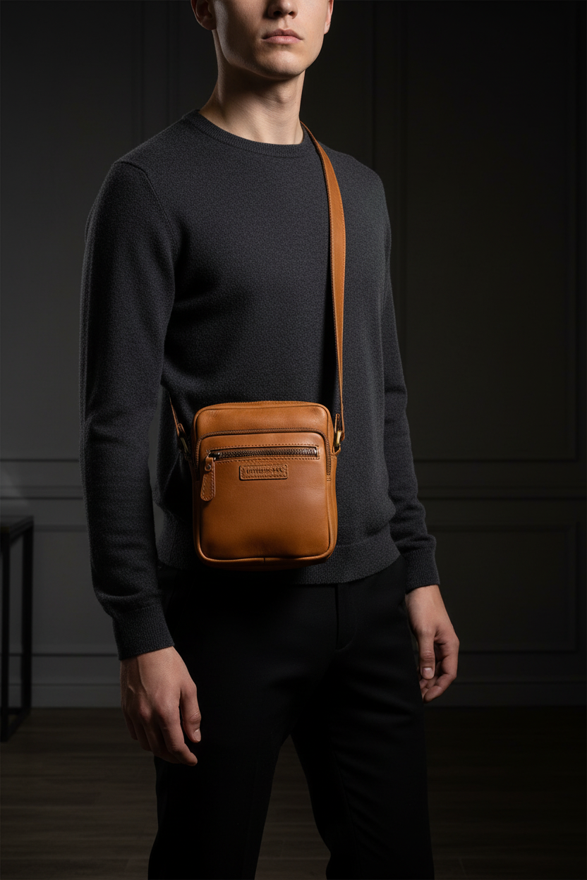 Leatherfox Echtleder Umhängetasche Hochformat – Kompakt & Stilvoll