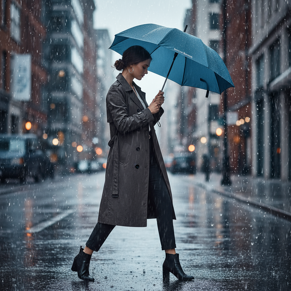 bruno banani Regenschirm Shorty – Handöffner, 7-teiliges Gestell, Polyester Pongee, mattierter Griff mit Logodruck, Schirmdach mit schwarzer Borte, Hülle mit Reißverschluss Petrol Silber