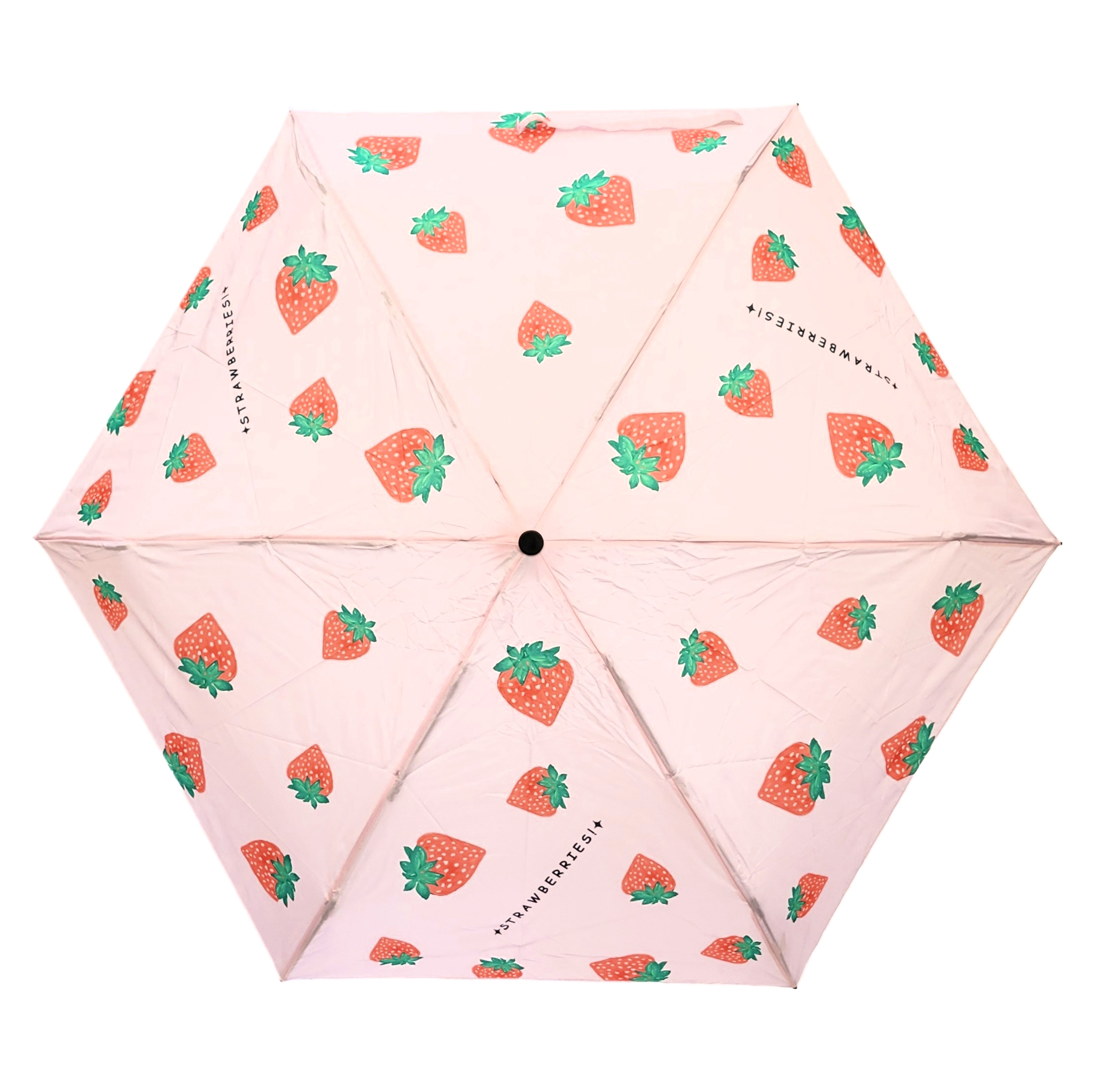 Mini Regenschirm Taschenschirm Schirm klein & kompakt Strawberries Erdbeeren