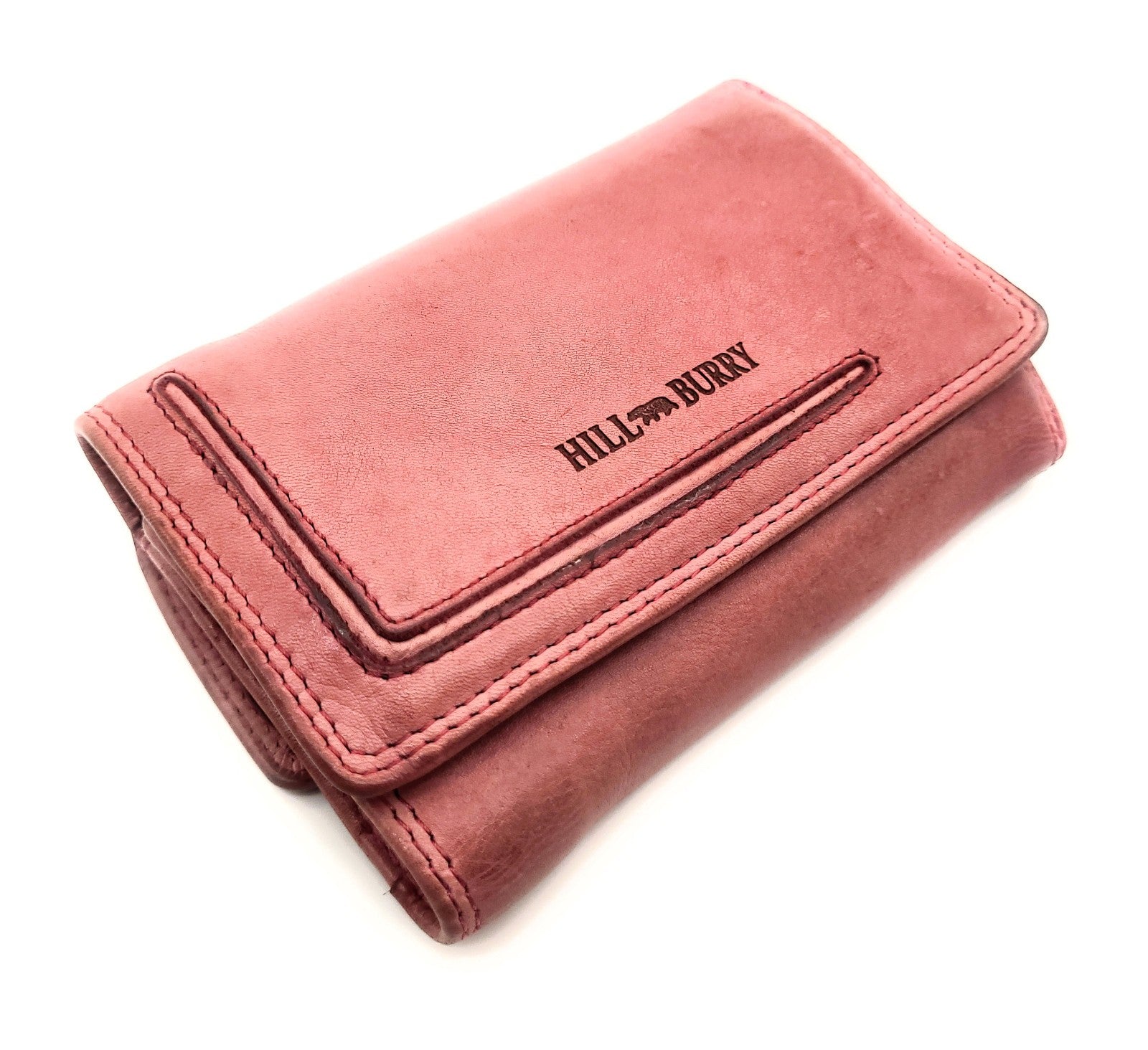 Hill Burry echt Leder Damen Geldbörse Portemonnaie mit RFID Schutz gewaschenes Rindleder rosa