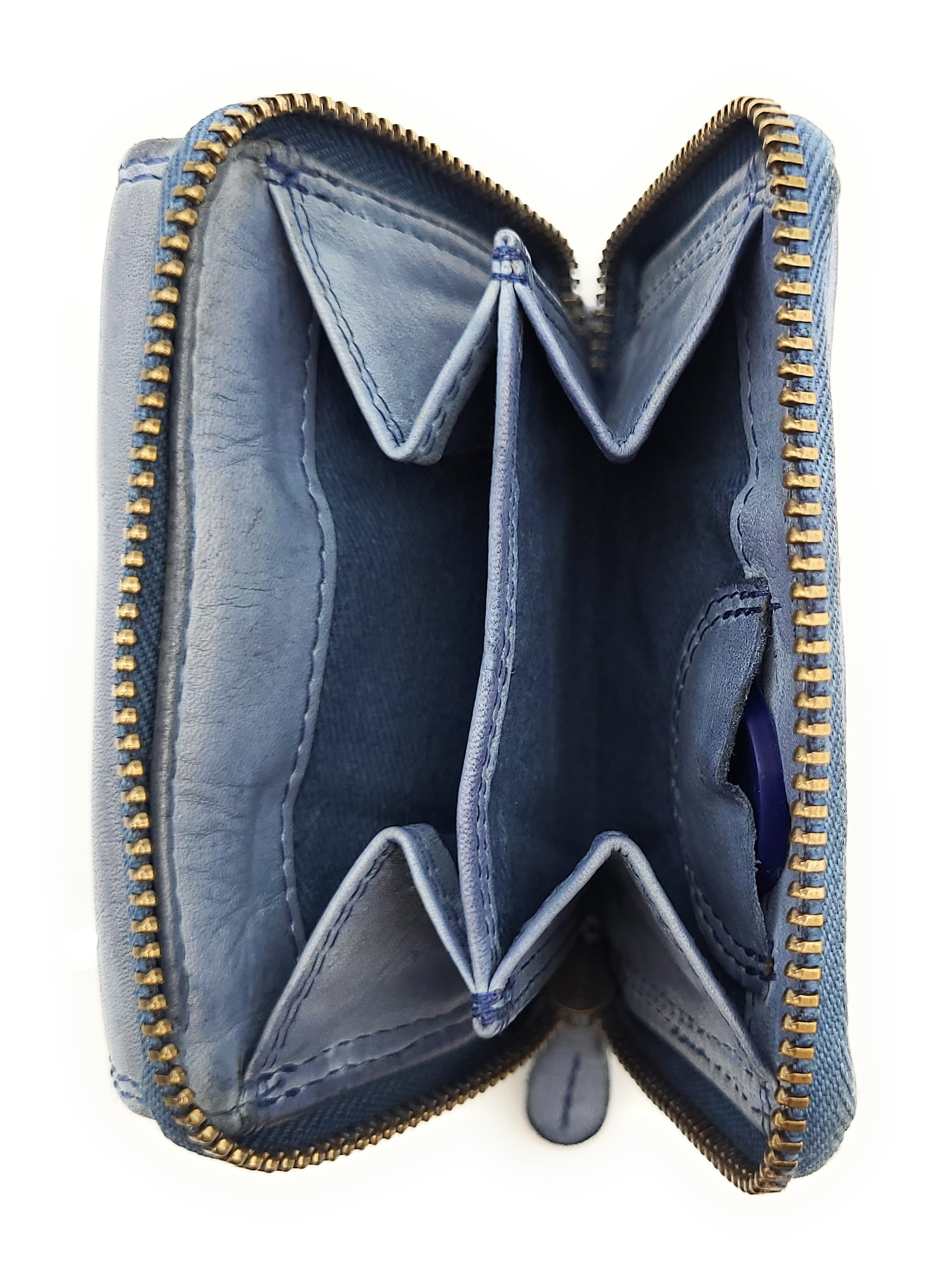 Hill Burry echt Leder Damen Mini Geldbörse Portemonnaie RFID Schutz Waschleder blau