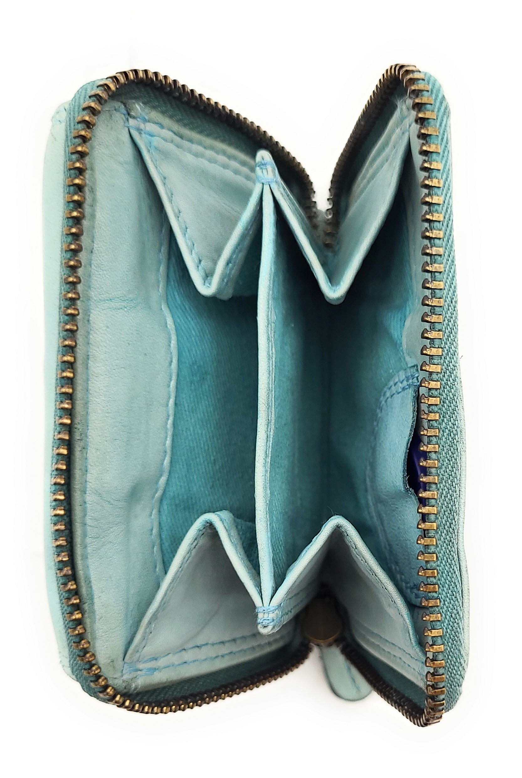 Hill Burry echt Leder Damen Mini Geldbörse Portemonnaie RFID Schutz Waschleder hellblau