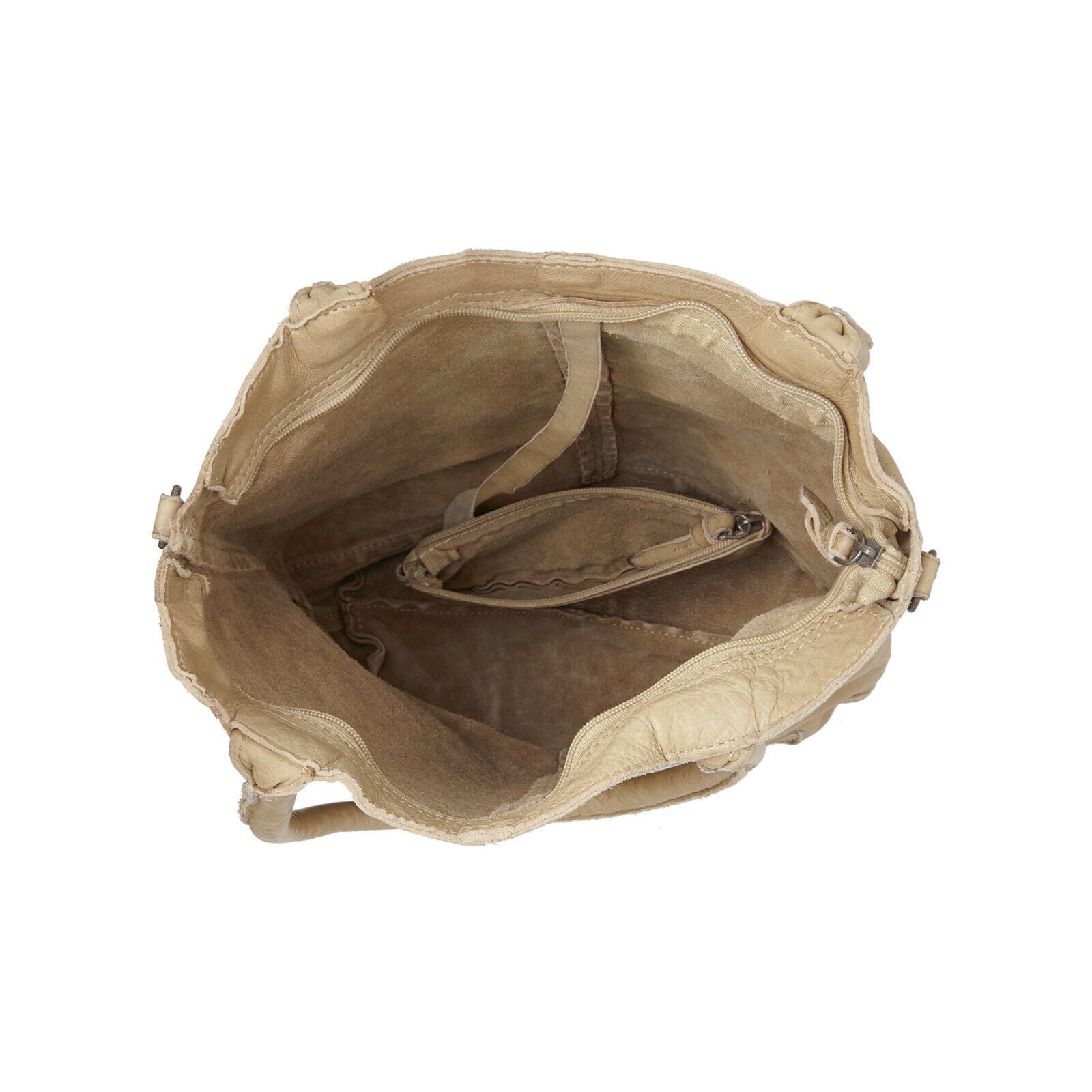 echt Leder Damen Shopper Handtasche Lederhenkel und abnehmbarer Schultergurt Amber sand
