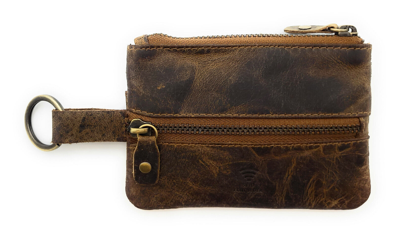 Lemasi echt Leder Schlüsseletui Schlüsselgarage Büffel-Vollleder Mini Geldbörse