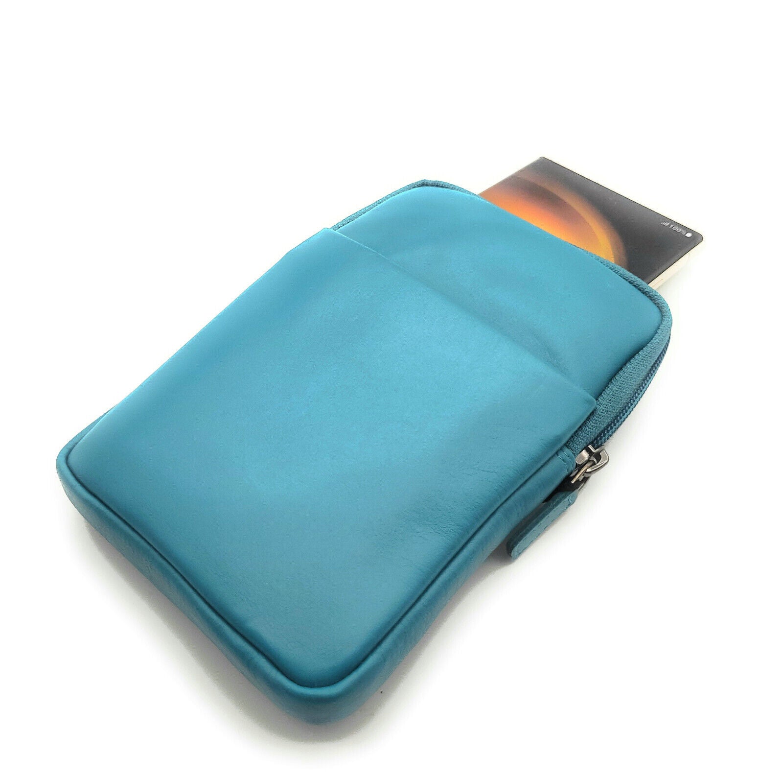 Jockey Club kleine echt Leder Smartphonetasche Umhängetasche Crossbag türkis