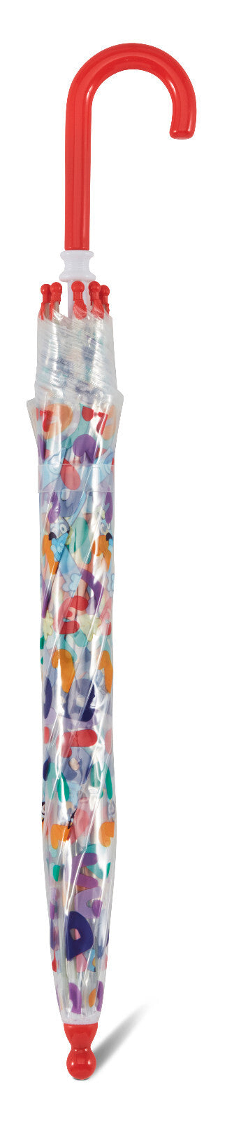 BLUEY Kinder-Regenschirm – Leichter transparenter Schirm mit Rundhakengriff