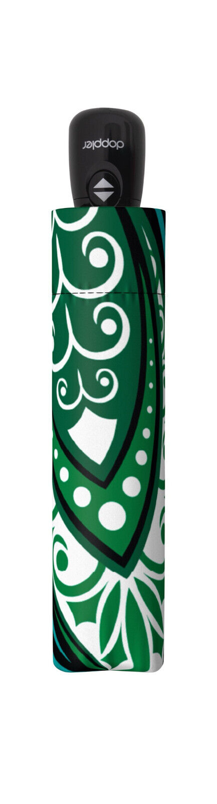 doppler Design-Regenschirm | Mandala-Blütenmuster | Smaragdgrün & Türkis Meadow Satin