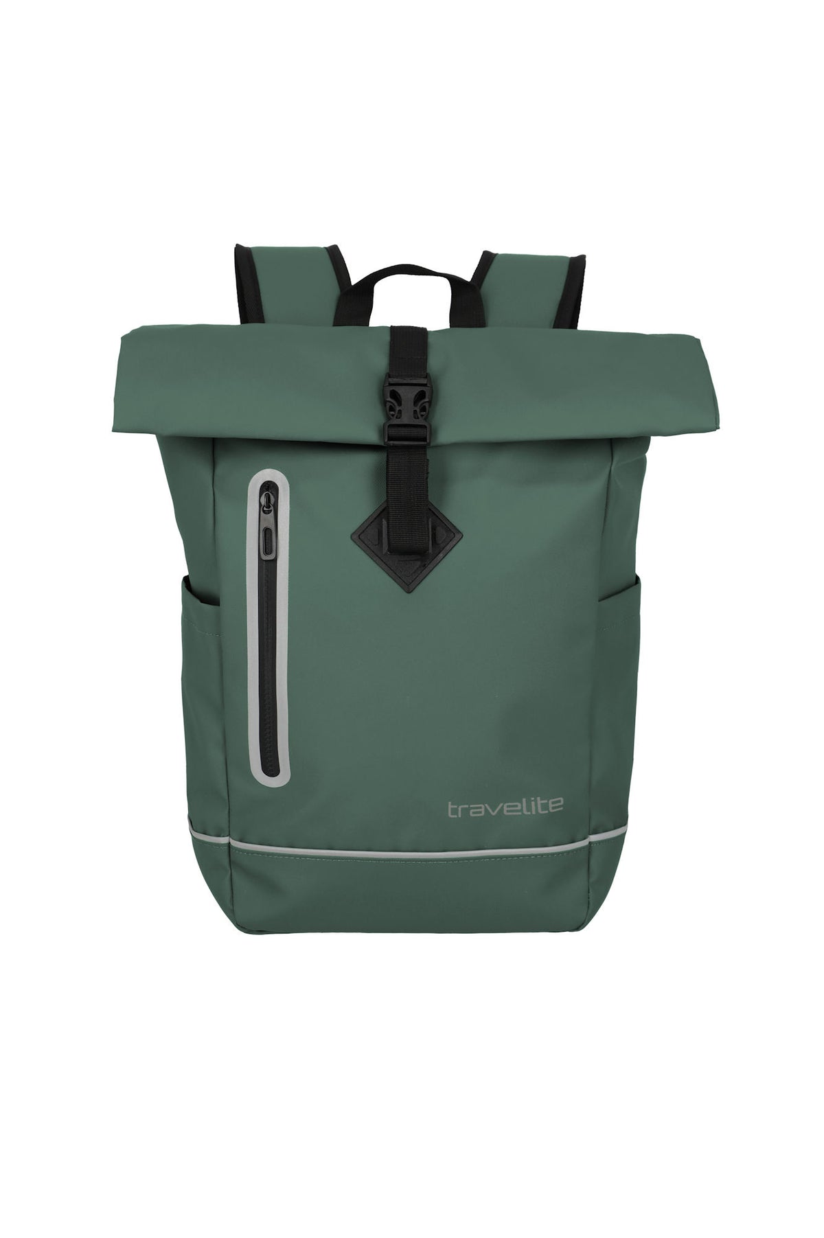 Travelite Rollup Fahrrad Rucksack Kurierrucksack Daypack aus wasserfester Plane mit Reflektoren pine green