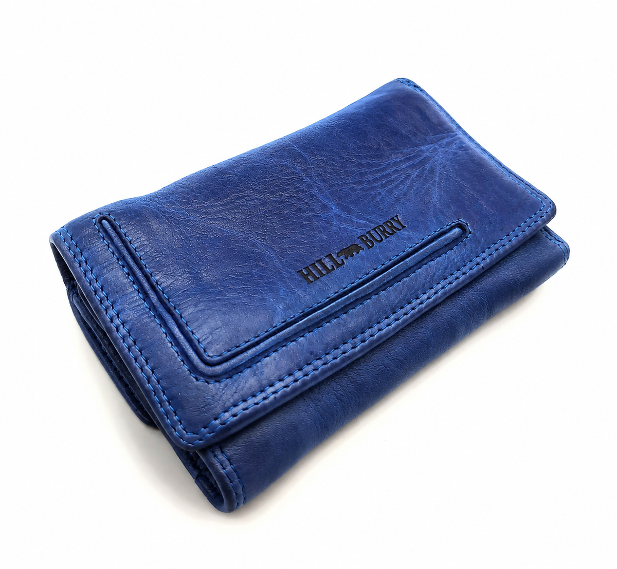 Hill Burry Damen Geldbörse aus Waschleder mit RFID-Schutz – Royalblau