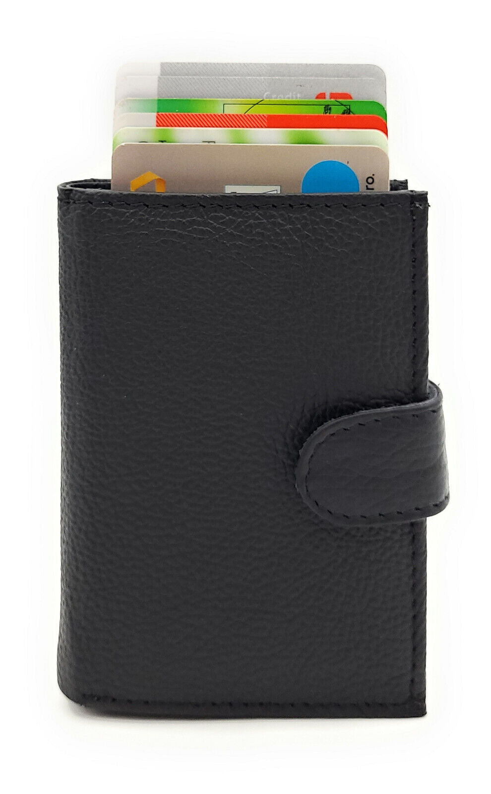 echt Leder Smart Wallet Mini Geldbörse Portemonnaie RFID Schutz schwarz