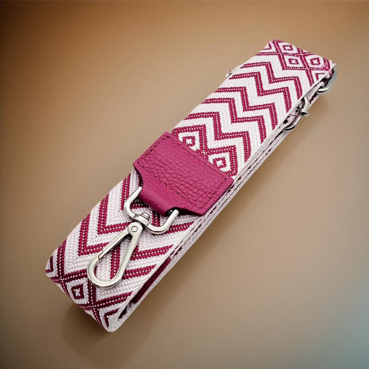 Ersatz Taschengurt Schultergurt Tragegurt Schulterriemen 5cm made in Italy pink weiß silber