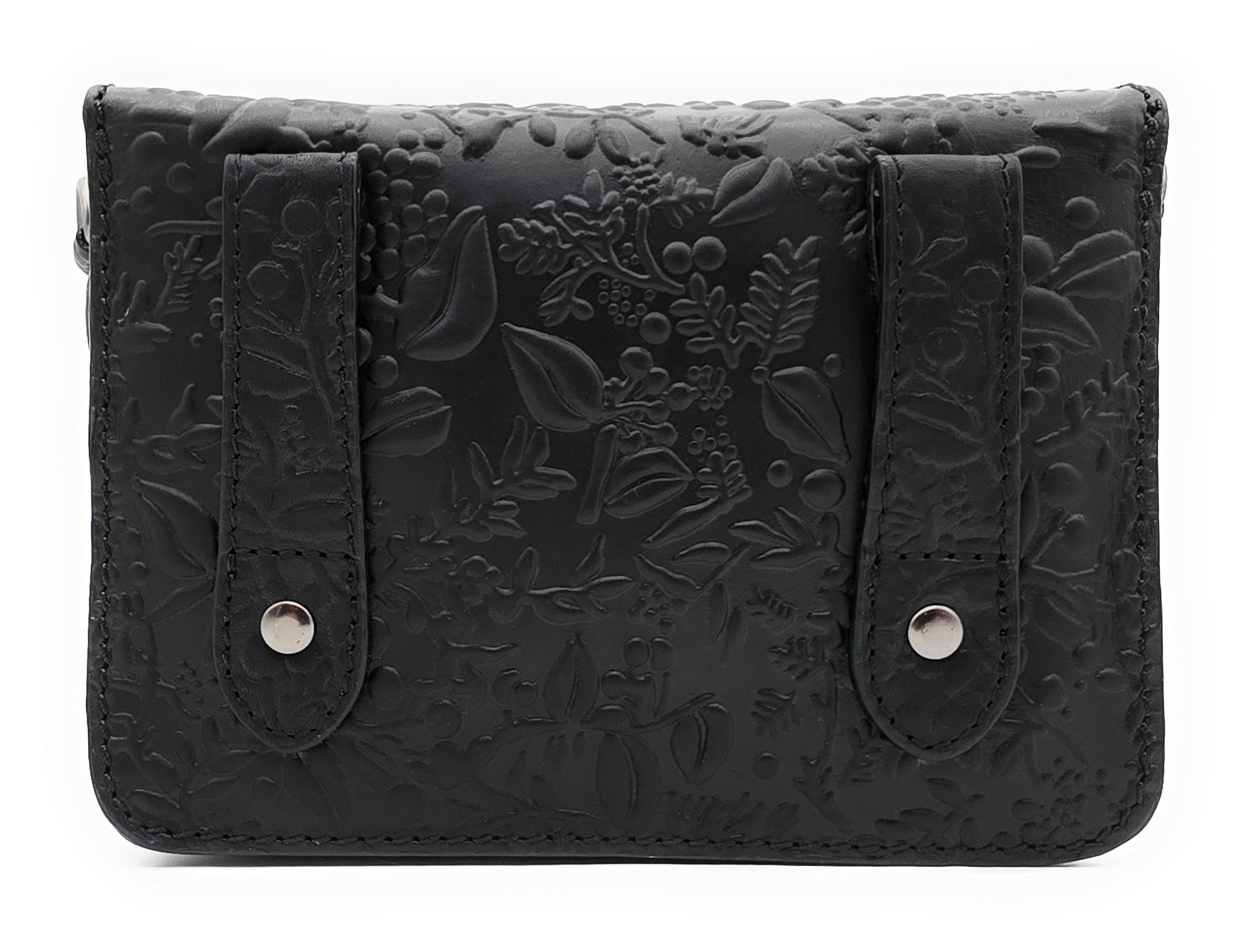 Hill Burry Damen Gürteltasche – Echtleder, floral geprägt, Schwarz