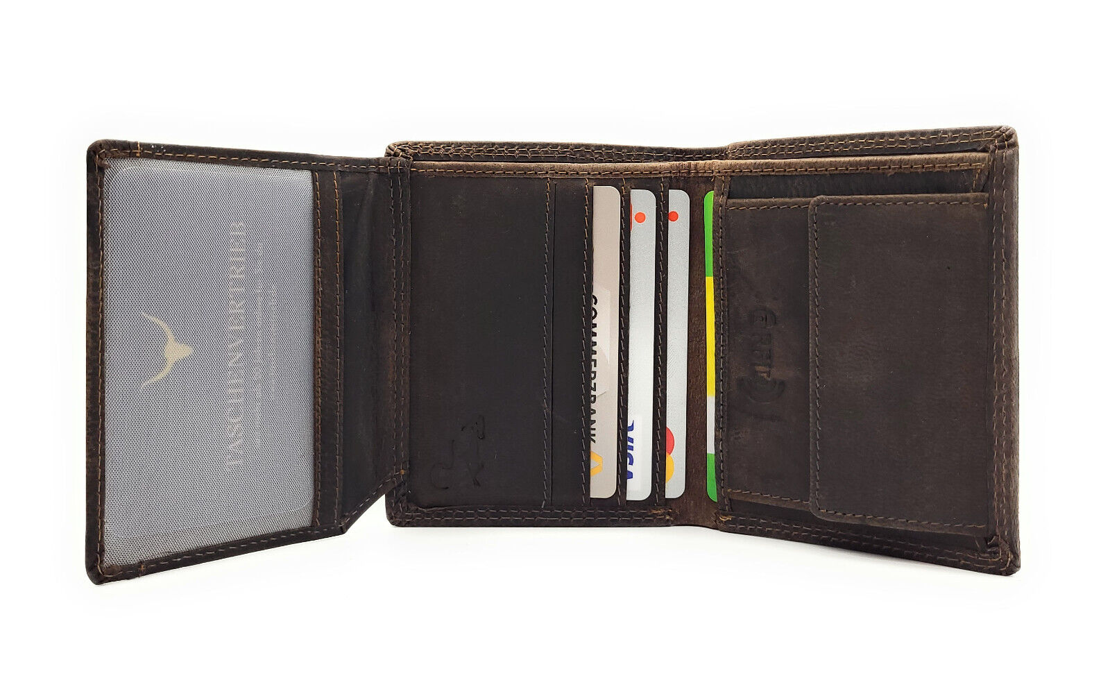 Jockey Club Basic kleine echt Leder Geldbörse Portemonnaie Geldbeutel mit RFID Schutz braun