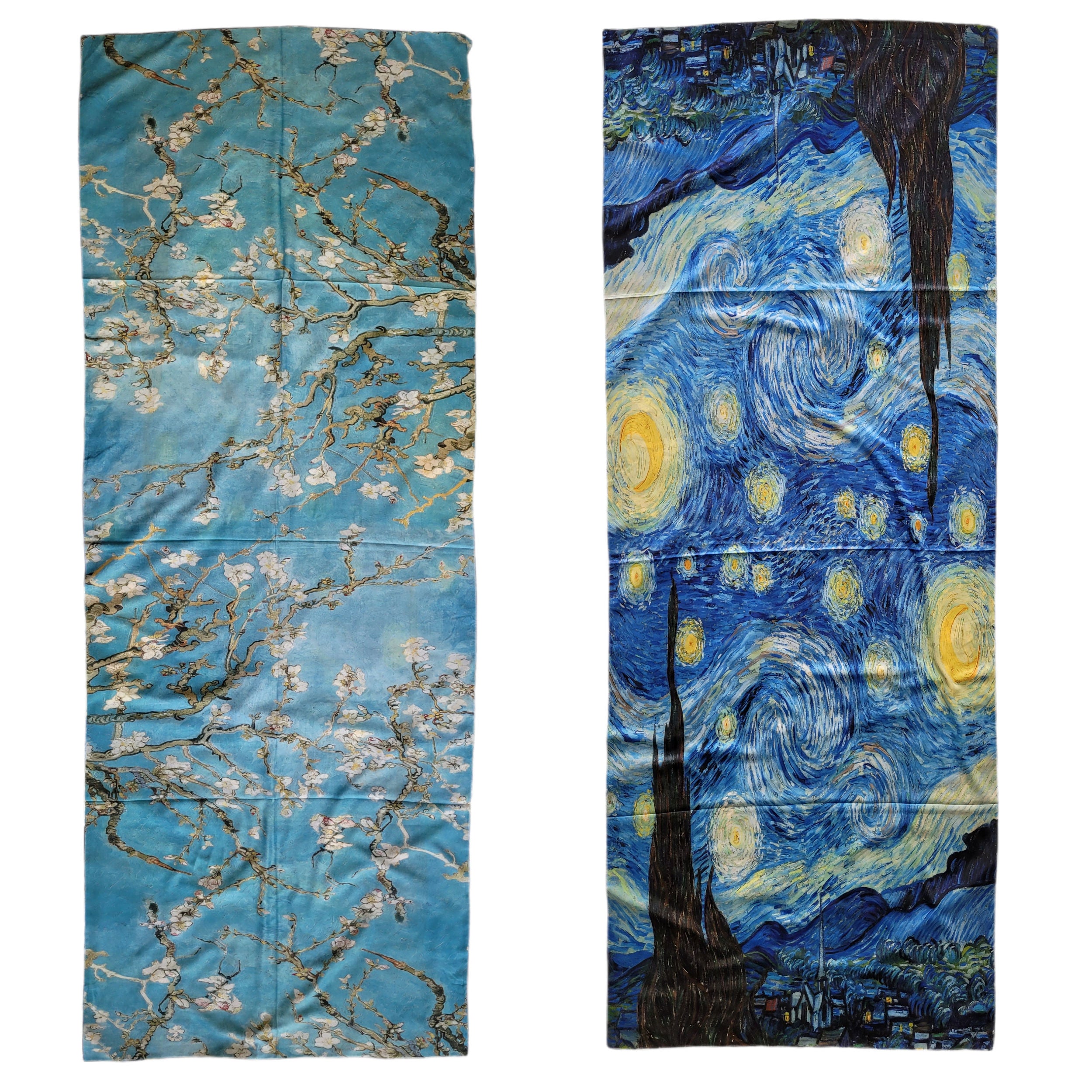 Wendeschal Stola Van Gogh inspiriert – Mandelblüte & Sternennacht – 100% Viskose 180x70 cm