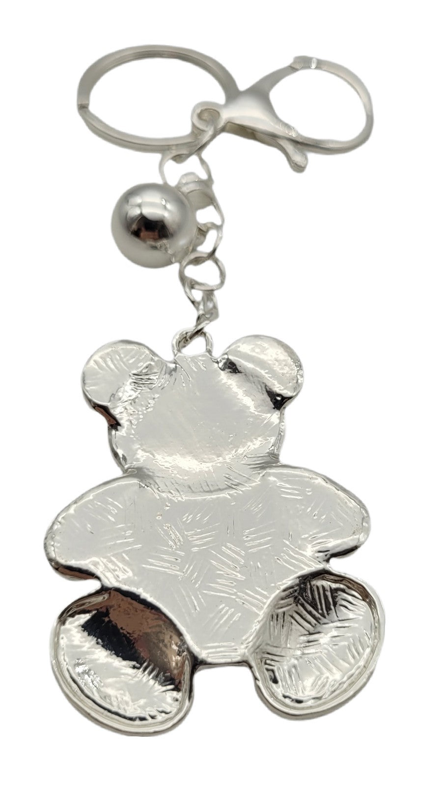 Taschenanhänger Schlüsselanhänger süßer Bär - Metall Charm Silber - Handtaschenschmuck Accessoire für Damen