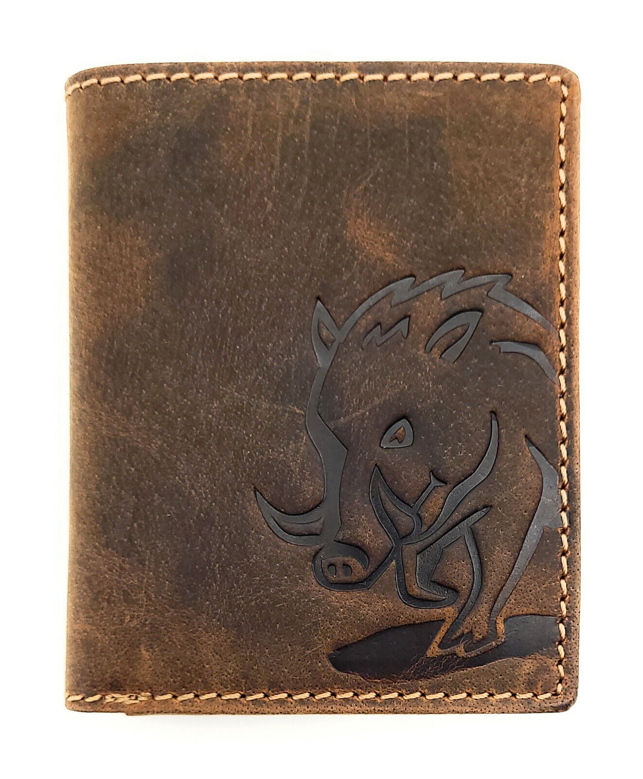 Jockey Club kleines echt Leder Portemonnaie Geldbörse Wildsau Wildschwein Eber