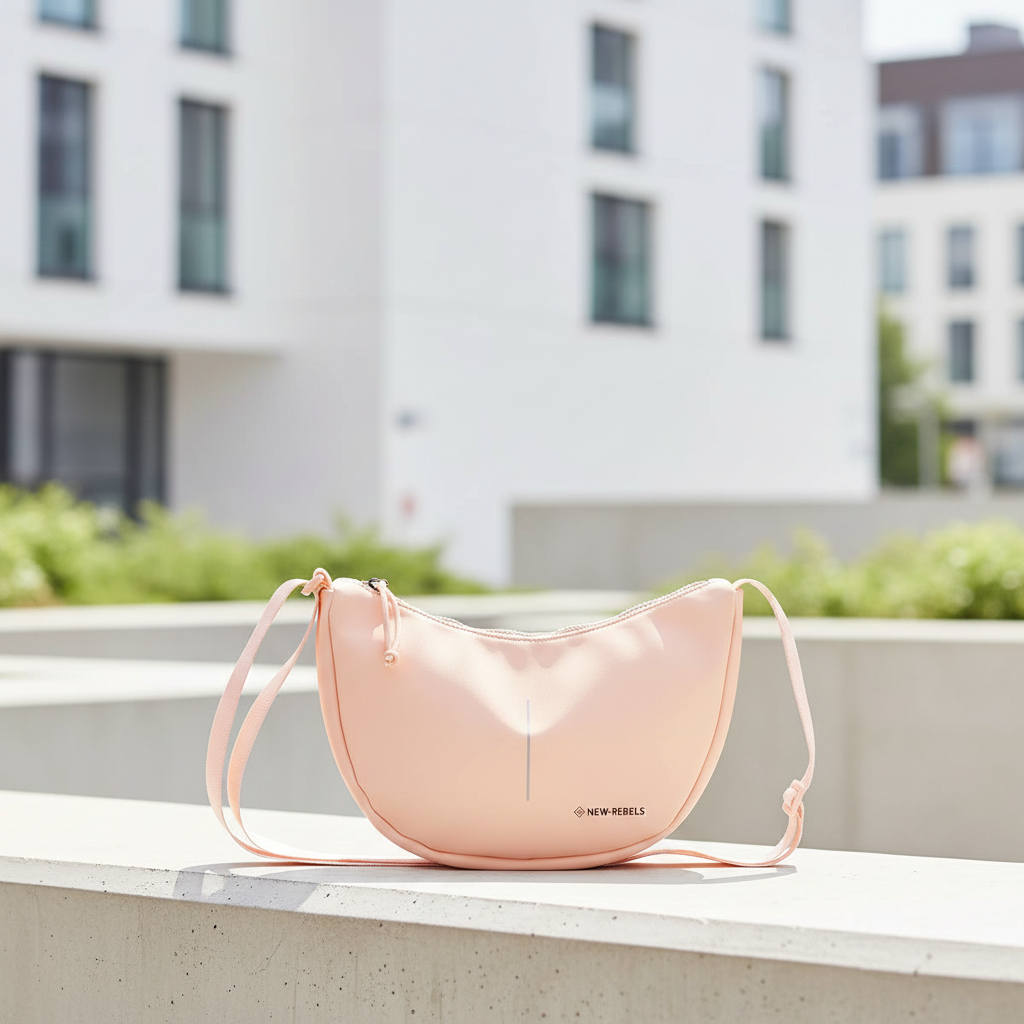 New Rebels Half Moon Bag Branson – leichte wasserabweisende Umhängetasche, Crossbody Tasche mit Reißverschlussfächern soft apricot