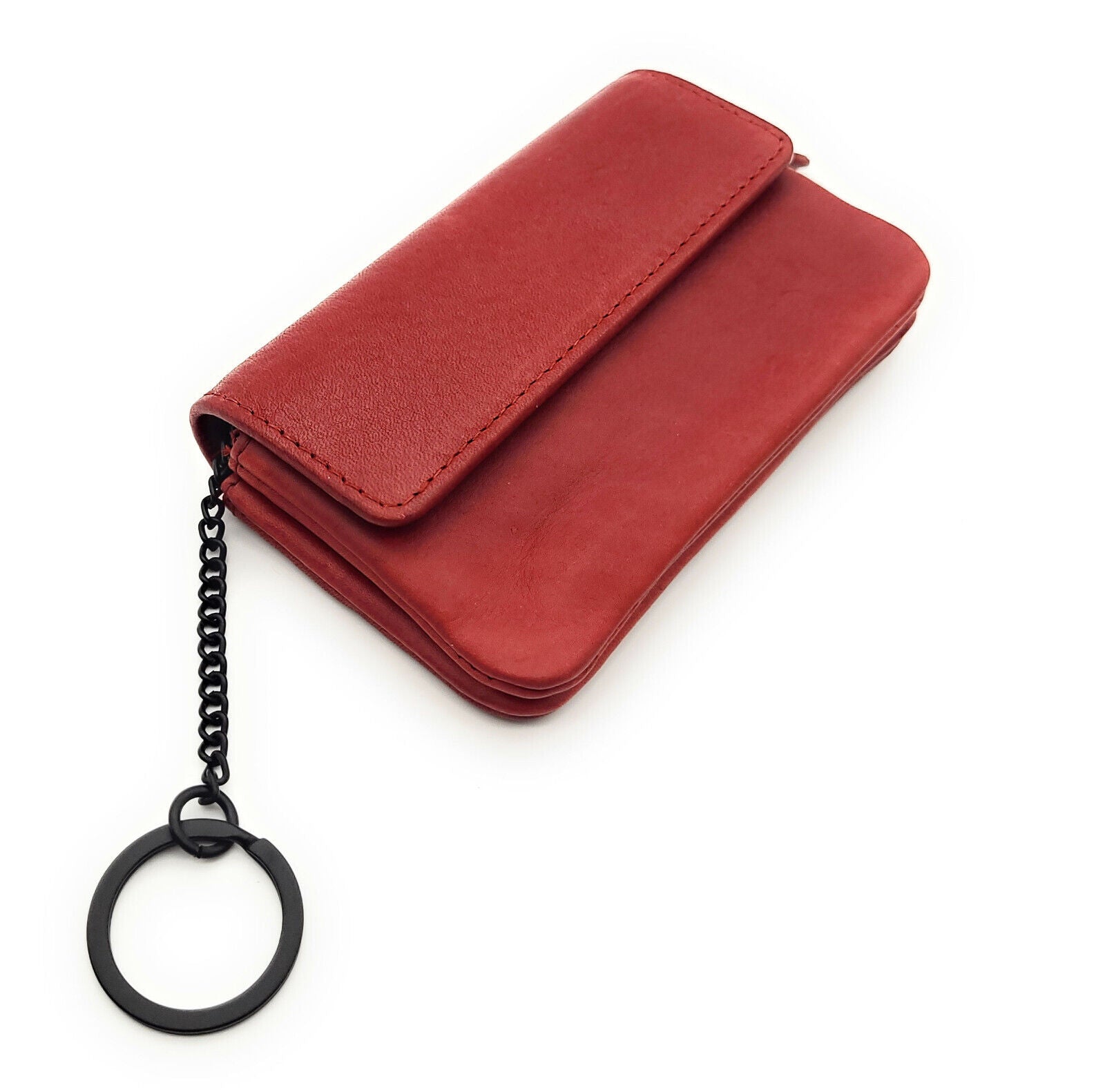 Jockey Club echt Leder Mikro Geldbörse Schlüsseletui gewachstes Rindleder rot