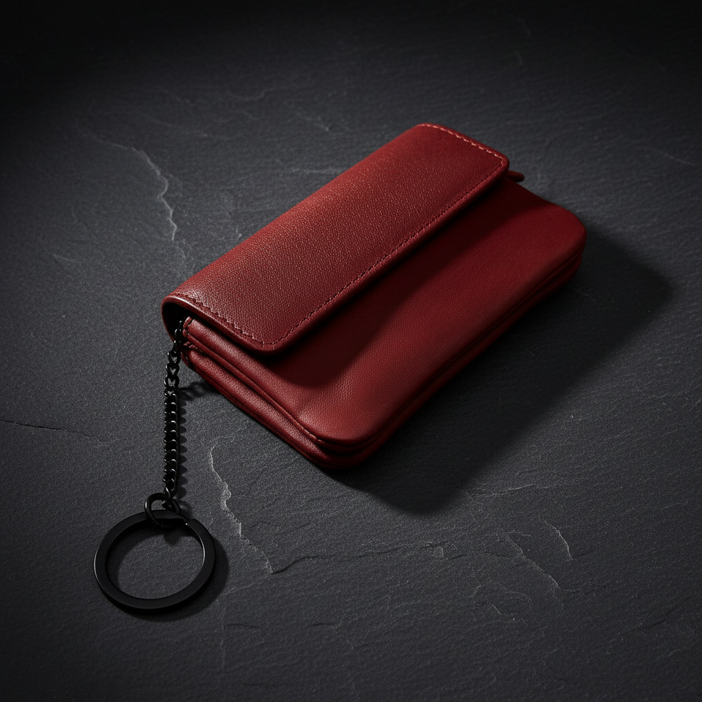 Jockey Club echt Leder Mikro Geldbörse Schlüsseletui gewachstes Rindleder rot