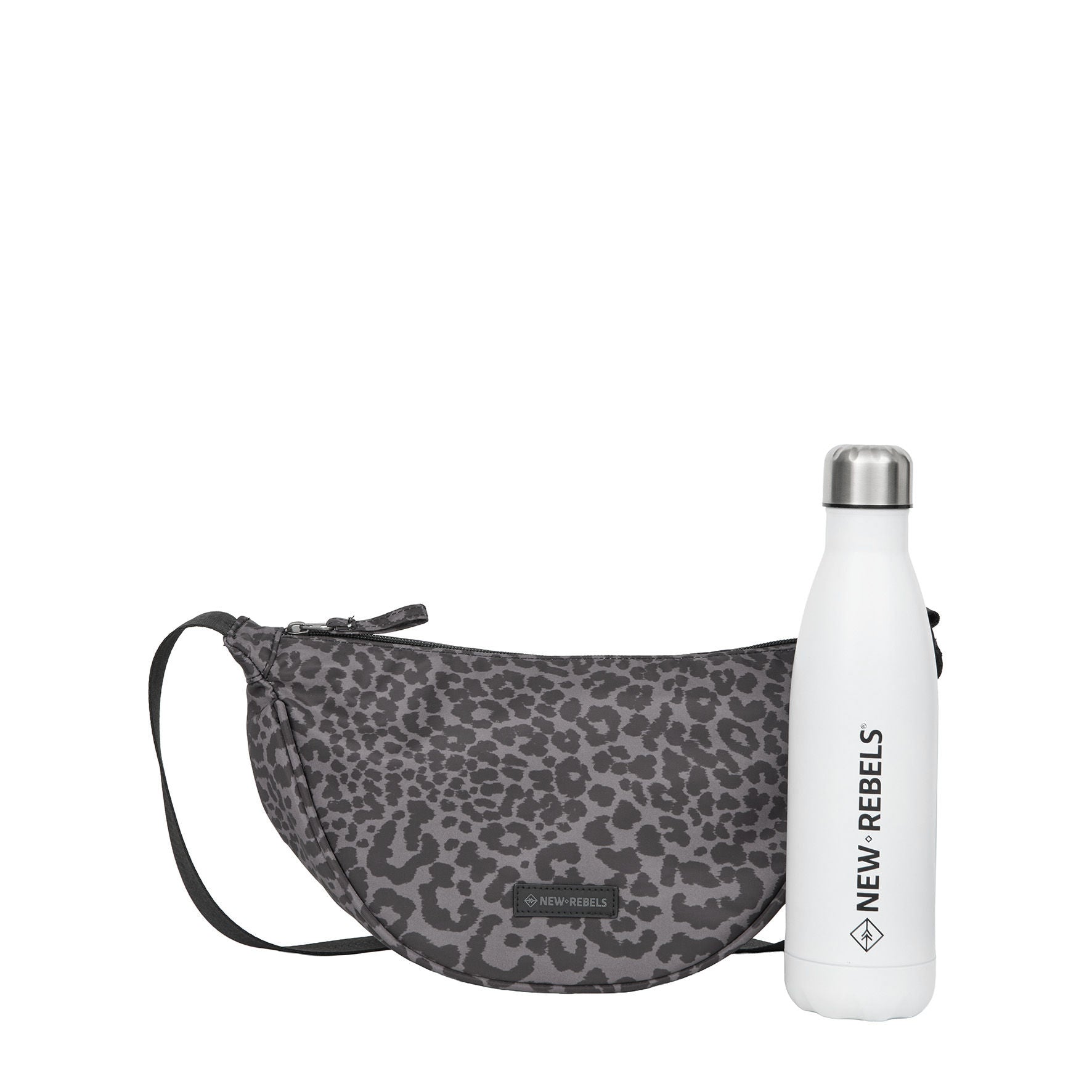 New Rebels Moonbag „Stay Wild" – Crossbody-Tasche mit Leopard-Print black, Nylon, 32 × 16 cm