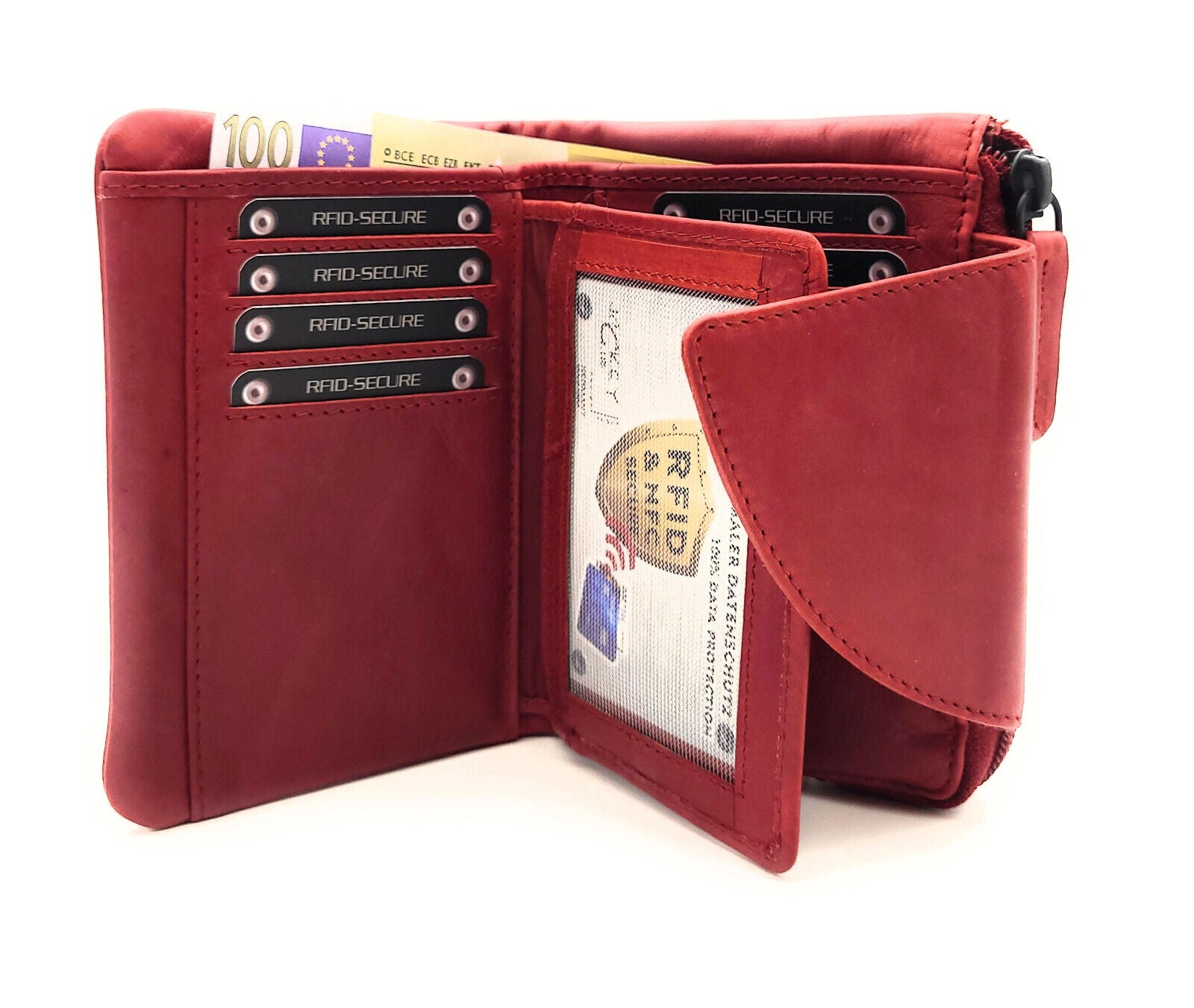 Jockey Club echt Leder Geldbörse Portemonnaie Geldbeutel mit RFID Schutz rot