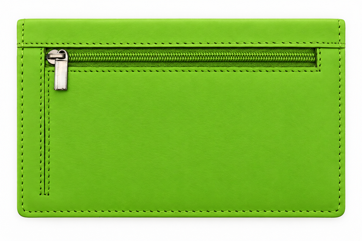 Tabakbeutel aus Nappaleder – Komfortgröße, passend für 30 g Tabakpackungen, mit Blättchenfach & Reißverschlussfächern, limette