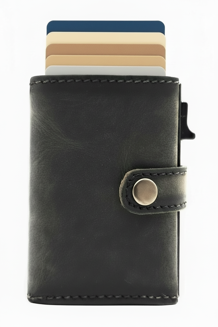 Jockey Club Slim Wallet ClipX RFID – Leder Geldbörse mit Münzfach Grau
