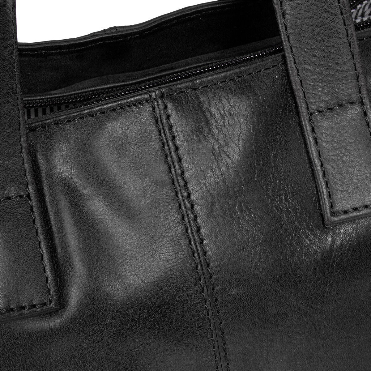 Justified Bags echt Leder Medium Damen Shopper Handtasche und abnehmbarer Schultergurt Nynke schwarz