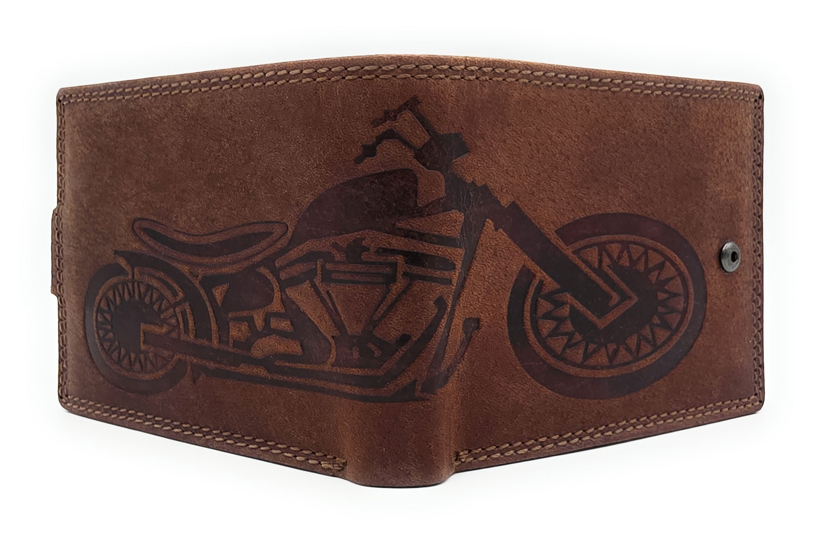 Lemasi Herren Geldbörse | Hunterleder Portemonnaie mit Chopper-Motorrad & RFID-Schutz