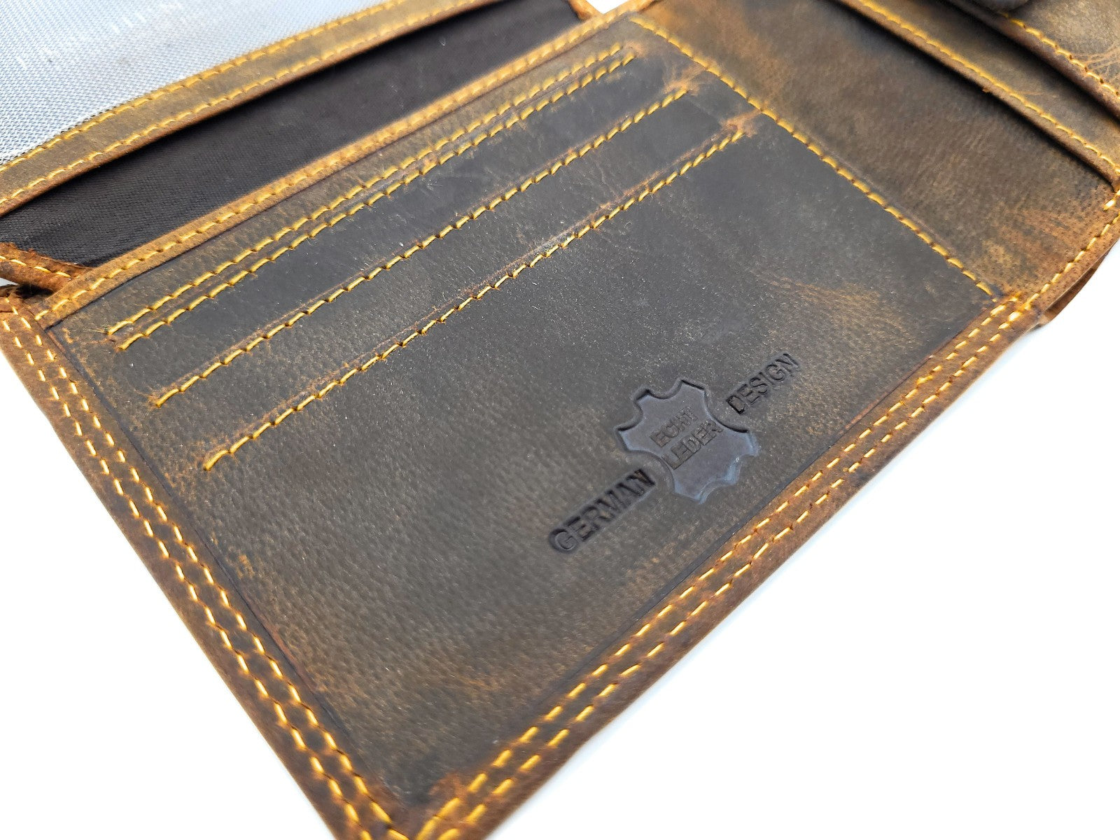 Hunterleder Portemonnaie Querformat mit RFID-Schutz – 6 Kartenfächer, Münzfach, Doppelnaht, bestes Preis-Leistungs-Verhältnis