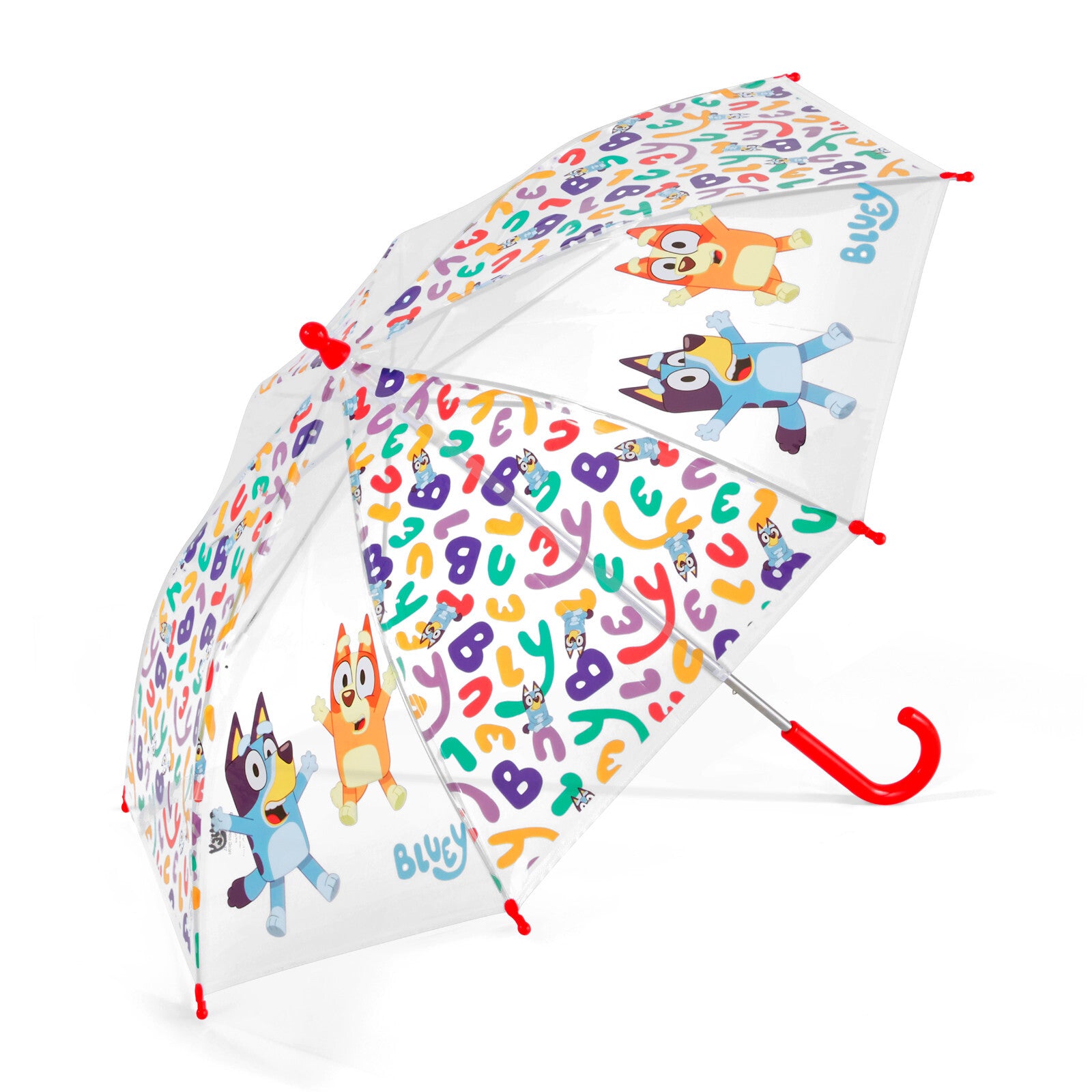 BLUEY Kinder-Regenschirm – Leichter transparenter Schirm mit Rundhakengriff